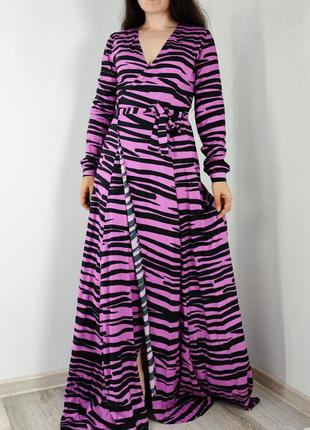 Фіолетова сукня максі на запах в анімал принт3 фото