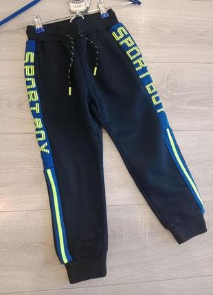 Детские спортивные штаны теплые флис темно-синие 128-134 s&d3 фото