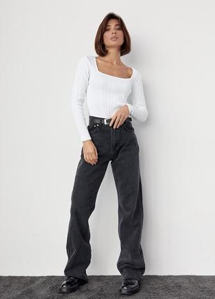 Женские джинсы палаццо с необработанным низом1 фото