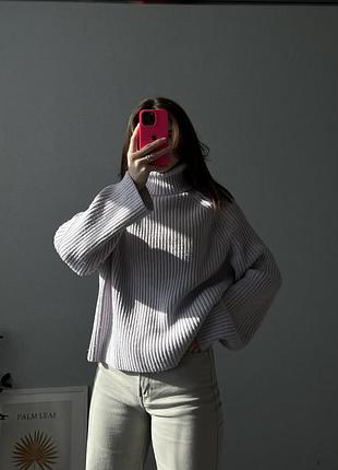 H&amp;m свитер h&amp;m женский фиолетовый лавандовый базовый толстой вязки н&amp;м