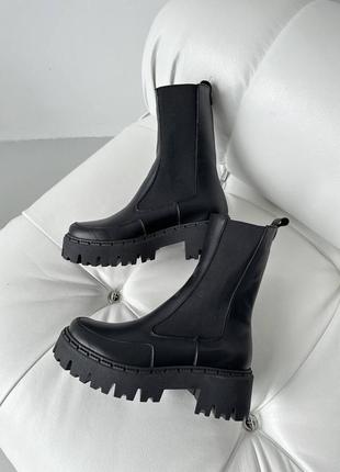 Зимові шкіряні черевики челсі з хутром натуральна шкіра зимні сапожки зимние сапоги ботинки кожаные натуральная кожа с мехом