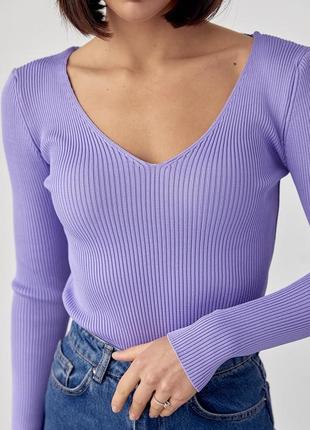 Облегающий пуловер в мелкий рубчик7 фото