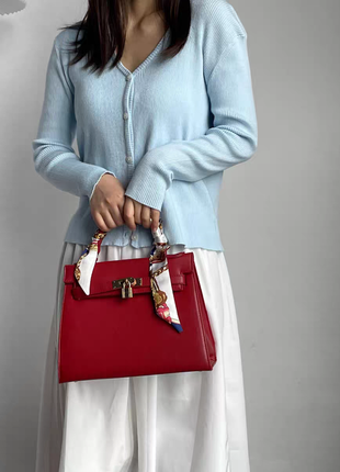 Жіноча сумка червоного кольору із якісної еко шкіри2 фото