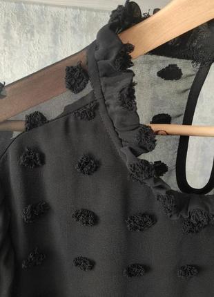 Черная шифоновая блузка с объемными рукавами shein2 фото