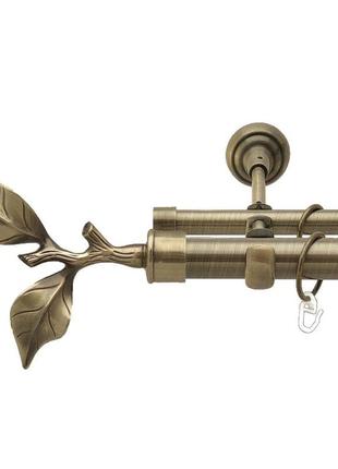 Карниз для штор orvit лист рози металевий дворядний гладка труба кільце металеве антик 25\19 мм 200 см