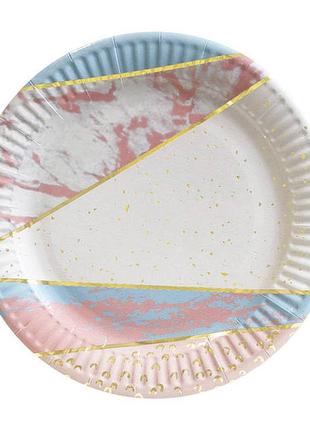 Набор одноразовых тарелок для праздника "мармурная крошка"