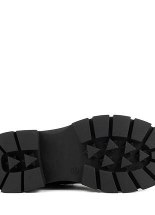 Ботинки женские зимние кожаные на толстой тракторной подошве,на каблуку и платформе черные 1743ц10 фото