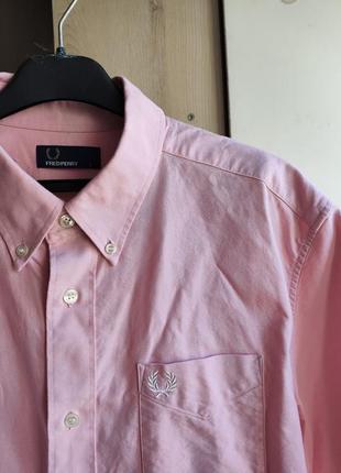 🔥розпродаж🔥🔥брендова сорочка fred perry рожева 100 % бавовна котон