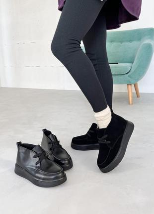 Жіночі зимові  низькі черевики на шнурках2 фото