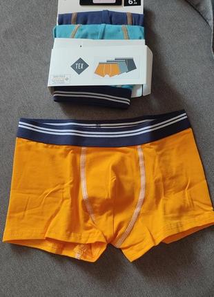 Детские трусы боксеры tex испания, комплект 3 шт. мальчику на 6-8 лет 116 122 128