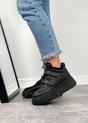 Зимові кеди trio, чорні, екошкіра