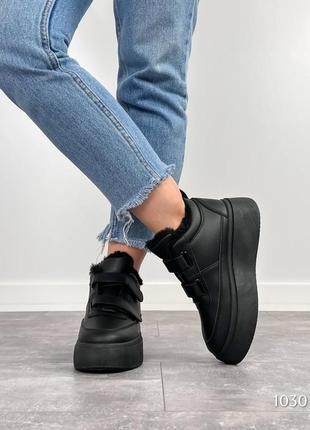 Зимові кеди trio, чорні, екошкіра