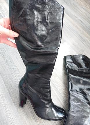Женские кожаные сапоги на каблуке р.38/39 демисезон зима6 фото