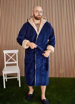Махровий халат чоловічий, тканина велсофт, м'який, теплий 3xl1 фото