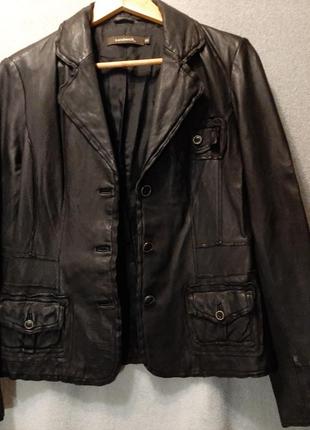 Оригинальная кожаная куртка – жакет sandwich черного цвета размер м/383 фото
