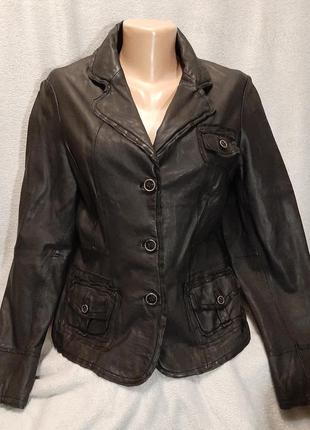 Оригинальная кожаная куртка – жакет sandwich черного цвета размер м/382 фото