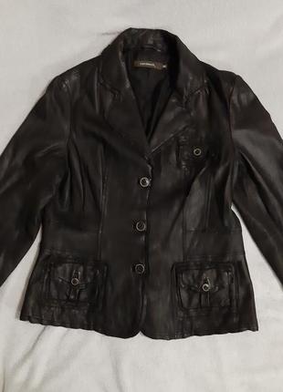 Оригинальная кожаная куртка – жакет sandwich черного цвета размер м/385 фото