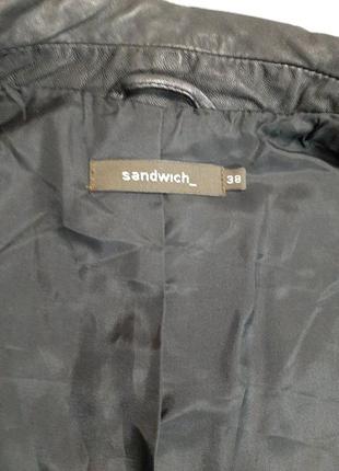 Оригинальная кожаная куртка – жакет sandwich черного цвета размер м/388 фото