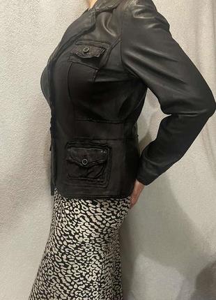 Оригинальная кожаная куртка – жакет sandwich черного цвета размер м/387 фото