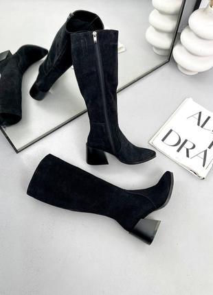 Елегантні жіночі демісезонні/зимові замшеві чоботи