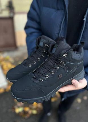 Чорні чоловічі кросівки батал з хутром зима штучний нубук2 фото