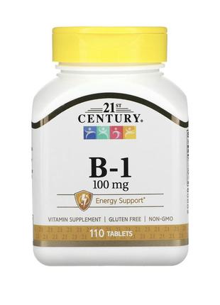 21st Century, витамин b-1, в1, б1, тиамин, тиамин, 100 mg, 110 tablets3 фото