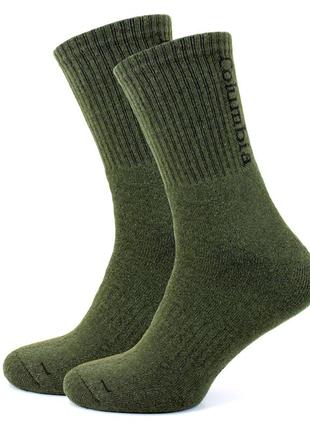 Тактические термо носки columbia шерстяные махровые зимние olive coolmax высокие