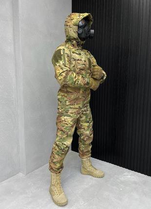 Тактичний чоловічий костюм softshell мультикам комплект куртка та штани софтшел мультикам на флісі2 фото