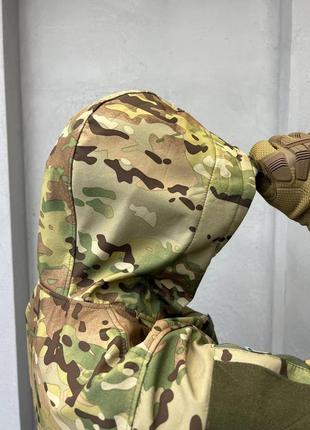 Тактичний чоловічий костюм softshell мультикам комплект куртка та штани софтшел мультикам на флісі9 фото
