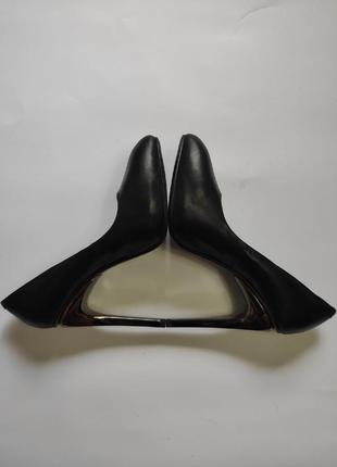 Черные натуральные кожаные туфли лодочки высокий серебряный зеркальный каблук vitto rossi7 фото
