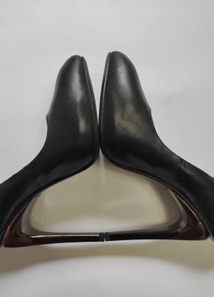 Черные натуральные кожаные туфли лодочки высокий серебряный зеркальный каблук vitto rossi8 фото