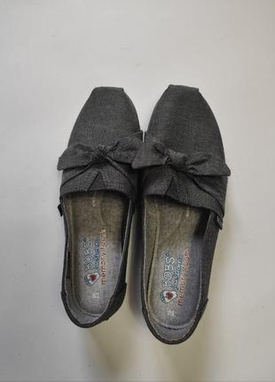 Распаровка синие джинсовые слипоны балетки кеды белой подошвой бантом тканевые skechers bobs