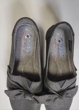 Распаровка синие джинсовые слипоны балетки кеды белой подошвой бантом тканевые skechers bobs