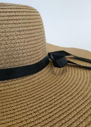 Шляпа женская из эко-материала натуральная солома на природу дачу море3 фото