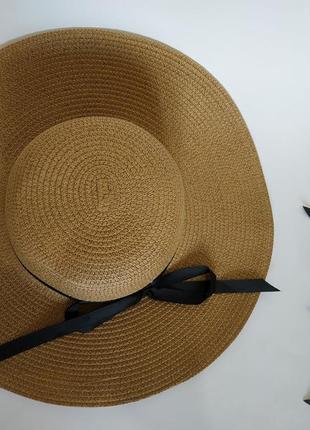 Шляпа женская из эко-материала натуральная солома на природу дачу море5 фото