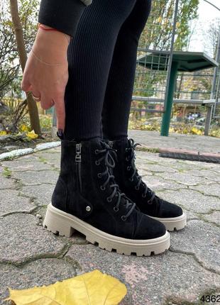 Ботинки замшевые зимние черные3 фото