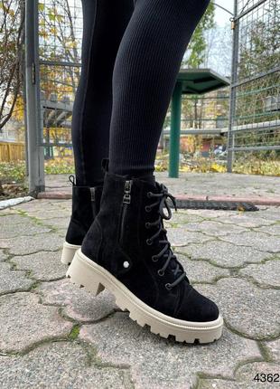 Ботинки замшевые зимние черные5 фото