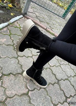 Ботинки замшевые зимние черные4 фото