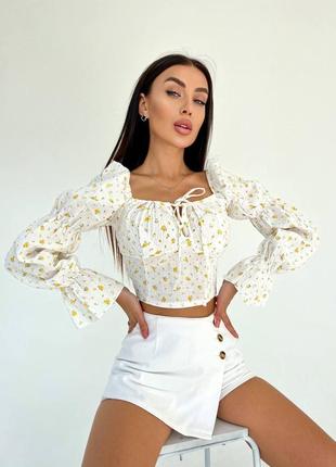 Кофта блузка широкая на резинках на запах рукава фонарики топ открытые плечи завязки...