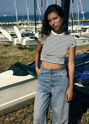 Базовый топ в полоску от zara, полосатый топ, кроп-топ
