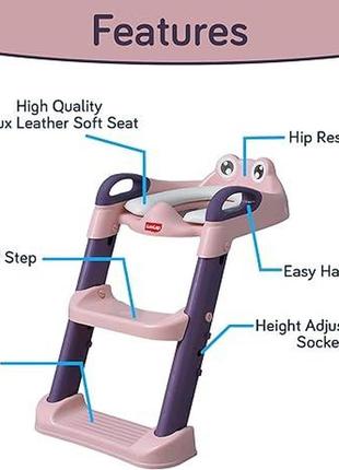 Сидение luvlap trainer ladder seat, детское сиденье для унитаза детский горшок с регулируемой стремянкой (розо4 фото