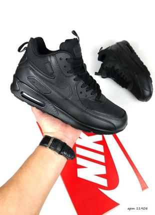 Кросівки на хутрі nike air max 90 ltr black / найк аір макс 90 чорні мех adver