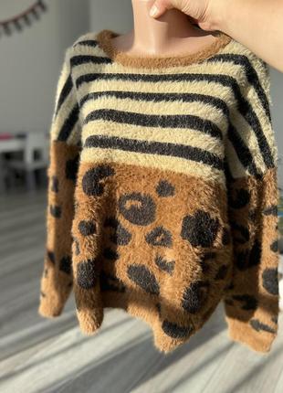 Леопардовый джемпер травка свитер с леопардовым принтом свитер травка only стильный джемпер оверсайз травка