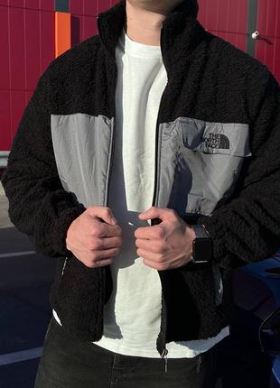 Крутая мужская плюшевая кофта на молнии зепка с воротником премиум оверсайз с вышивкой в стиле the north face tnf тн2 фото