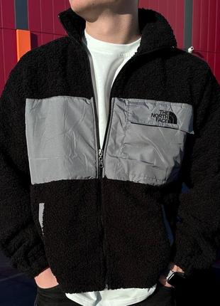 Крутая мужская плюшевая кофта на молнии зепка с воротником премиум оверсайз с вышивкой в стиле the north face tnf тн3 фото