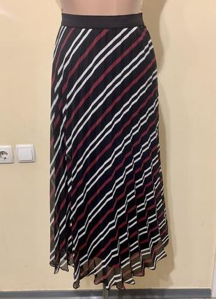 Плиссированая шифоновая юбка primark в косую разноцветную полоску полусолнце размер 18/ xxl xxxl3 фото