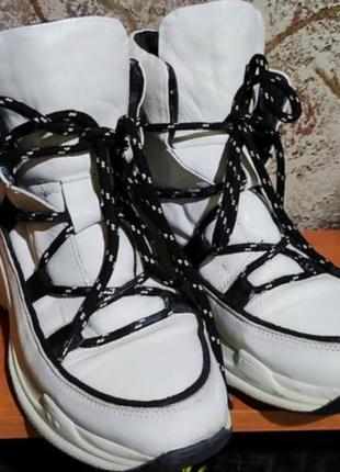 Кожаные зимние ботинки на шнуровке, размер 38.5, 39