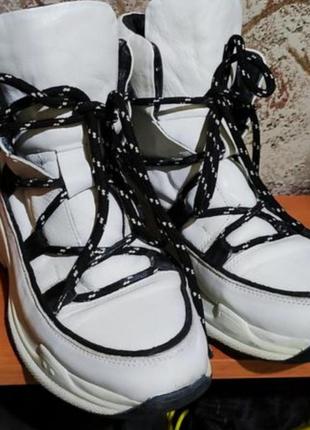 Кожаные зимние ботинки на шнуровке, размер 38.5, 395 фото