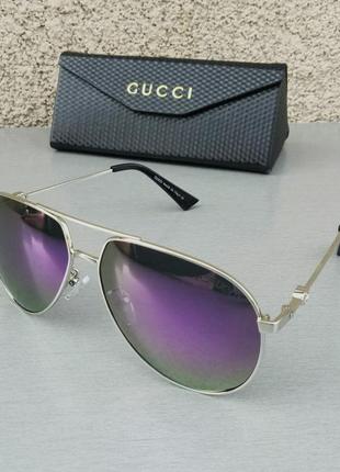 Очки в стиле Barron gucci капли унисекс солнцезащитные зеркальные поляризированые фиолетовые3 фото