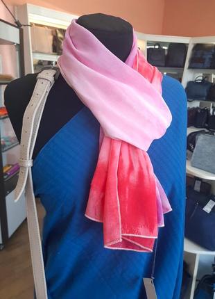 Палантин шарф женский розовый шифон двусторонний, подарок2 фото